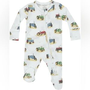 Angel Dear Baby Boy Bamboo Footie vintage Tractors double zip 0/3